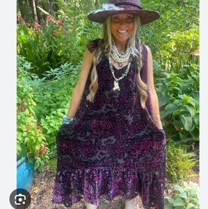 A Rare BIRD Purple Velvet Burnout Dress S/M